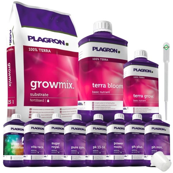 Plagron Growmix Erde-Set Big XL 50L – Komplettes Set für gesundes Wachstum & üppige Blüte mit Terra Grow, Terra Bloom, Vita Race, PK 13/14, Green Sensation & mehr