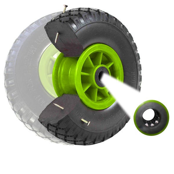 Schnittbild eines Schubkarrenrades mit Reifen, Felge und Kugellager