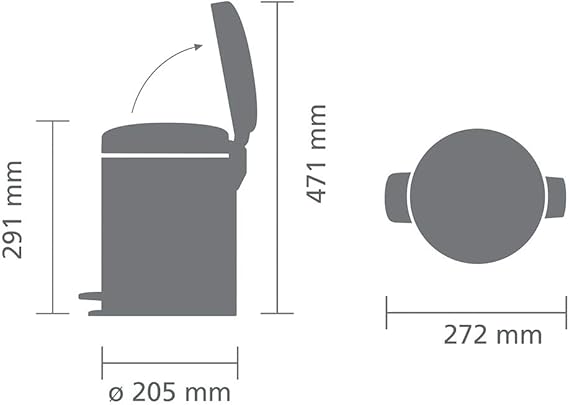 Brabantia Klassischer Tretmülleimer Mit Soft Verschluss 5 Liter HxBxT 30,2 x 26,3 x 21,7 cm Metall Platin