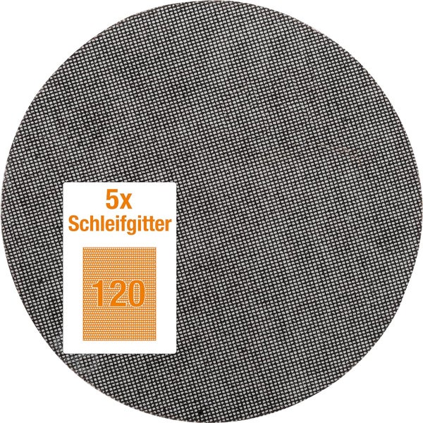 kwb Quick-Stick Schleifgitter-Scheibe K 120  für Langhalsschleifer, 225 mm Ø,,aus Fiberglas, gelocht gelocht mit Klett (5 Stk.)