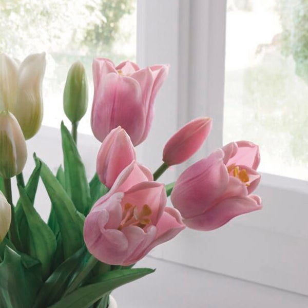 FRANK FLECHTWAREN|Tulpe Lila, 5er Set, Höhe 34 cm , KUNSTSTOFF, PAPIERSCHNUR