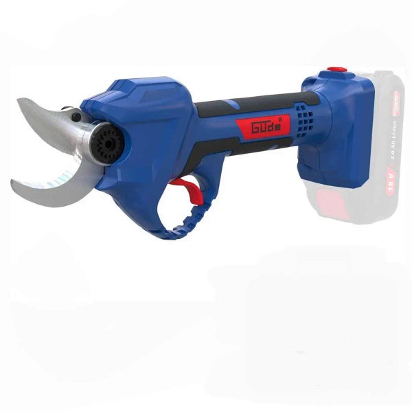 Güde Akku-Astschere 18 Volt mit 2,0 Amperestunden Lithium-Ionen-Akku.