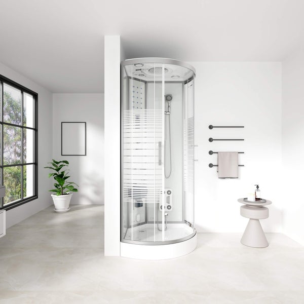Home Deluxe - Dampfdusche WHITE PEARL - Maße 90 x 90 cm - inkl. Dampffunktion, Regendusche, Radio und Zubehör I Fertigdusche, Dusche, Duschtempel