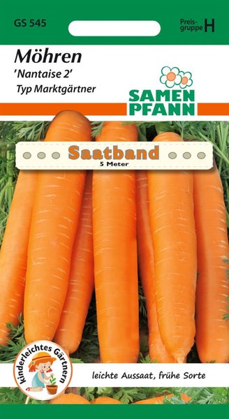 Möhrensamen Nantaise 2 als Saatband, fünf Meter lang