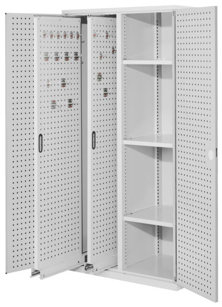 Werkzeugschrank mit Lochwandtüren und Regalböden