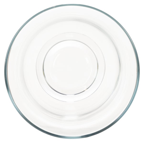 Teelichthalter aus klarem Glas in Tulpenform.