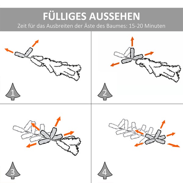 HOMCOM Künstlicher Weihnachtsbaum, ∅75 x H150 cm, PET, Grün