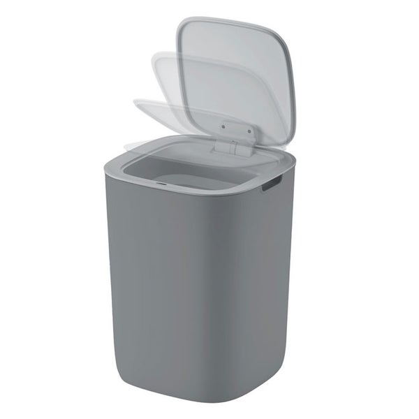 PROREGAL Moderner Quadratischer Abfalleimer Mit Smart Sensor 12 Liter HxBxT 33,7 x 35 x 25 cm Grau