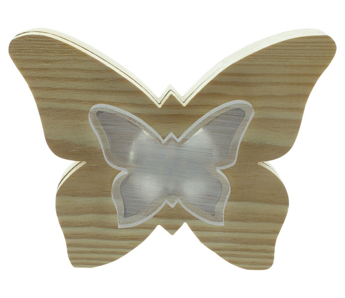FRANK FLECHTWAREN | LED-Deko Schmetterling, HOLZ, KUNSTSTOFF, 20 x 4 x 15 cm