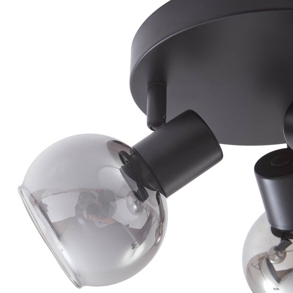 Deckenleuchte mit mehreren grauen Glaskugeln