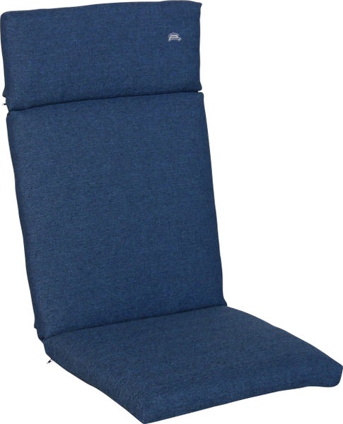 Dunkelblaue Hochlehner-Auflage aus gewebtem Stoff mit Kettler Logo.