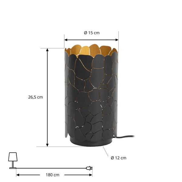 Lindby Tischlampe Aralena (Modern) in Schwarz aus Metall (1 flammig, E27) - Tischleuchte Schreibtischlampe Nachttischlampe Wohnzimmerleuchte