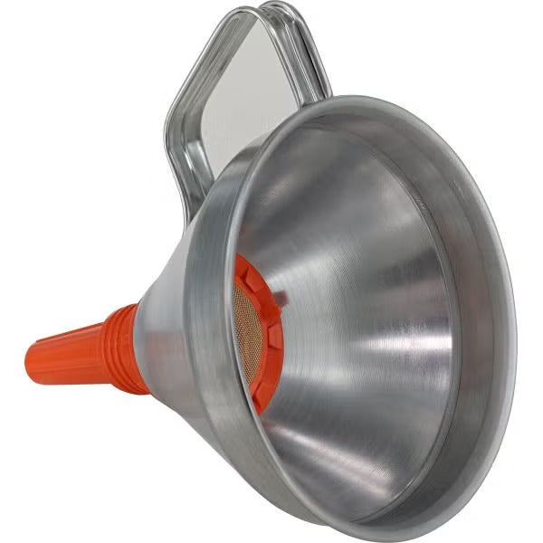 Metalltrichter mit Sieb und Griff für Werkstatt und Haushalt
