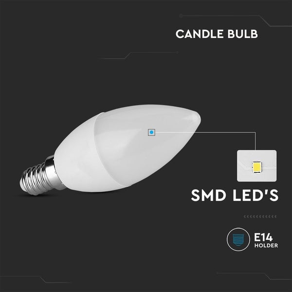 V-TAC VT-1850 - E14 Weiße LED-Lampen - Kerze - Samsung - IP20 - 3.7W - 320 Lumen - 3000K - 5
