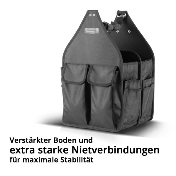 Werkzeugtasche mit 11 Außentaschen und 2 großen Innenfächern