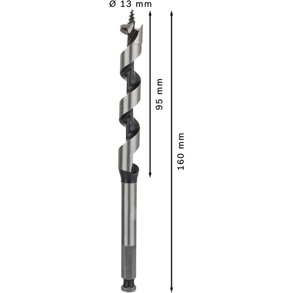 Holzbohrer mit 13 Millimeter Durchmesser und 160 Millimeter Länge