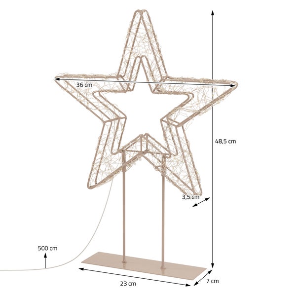 Weihnachtsstern aus Metall mit Lichterkette als Weihnachtsbeleuchtung für Innenräume