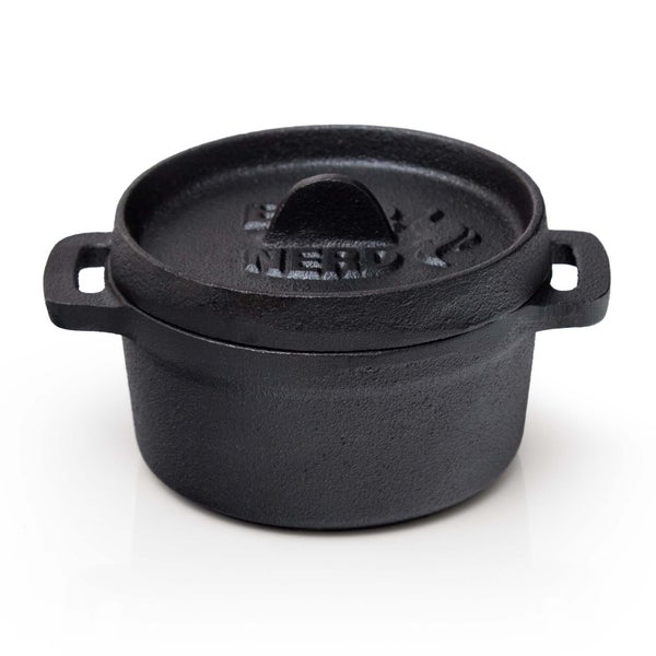 BBQ-Nerd 6er Set Mini Dutch Oven | Kleiner Gusseisentopf mit Deckel 11x5cm für Grill, Feuerstelle, Backofen, Herd | Serviertöpfe Kochtopf Schmortopf Brottopf Bräter Cocotte - Feuerfester Topf