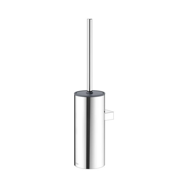Keuco Toilettenbürstengarnitur zur Wandmontage aus verchromtem Metall, zylindrischer Halter mit Bürste.