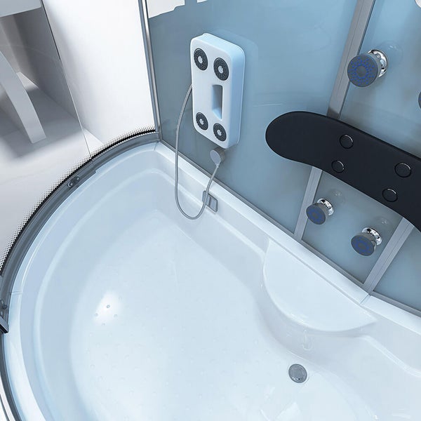 Home Deluxe - Duschtempel All IN 2in1 - Weiß, 170 x 90 x 220 cm Links - inkl. Regendusche, Fußmassage, Radio und Zubehör I Duschkabine Fertigdusche Badewannenkombination, Duschtempel