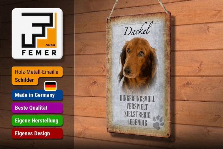 Blechschild Spruch 20x30cm Dackel Hund lebendig Schild