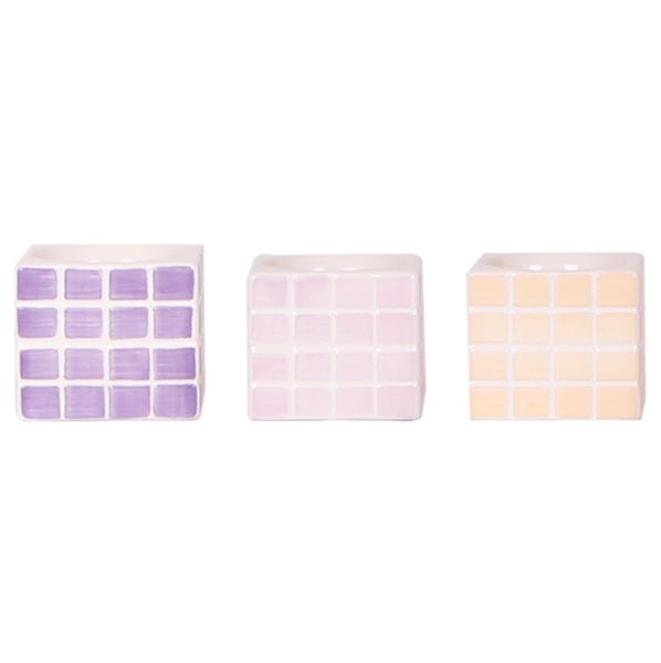 Übertopf-Trio Mosaik-Würfel - Set mit 3 bunten Töpfen - rosa-violett - für 6cm Töpfe