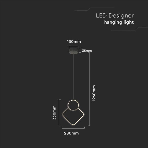 LED Designer Hängeleuchte mit Maßangaben