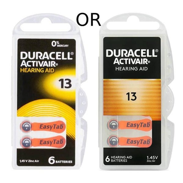 Duracell Activair Hörgerätebatterien Größe 13, Zink-Luft, 1,45 Volt, 6er-Pack mit EasyTab, quecksilberfrei.
