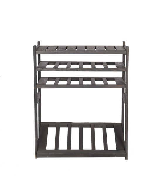 PROREGAL Getränkekisten- & Weinregal SPREEWALD HxBxT 86x70x33cm 12 Flaschen auf 2 Ebene + 1 Ebene für Kisten + Ablage Massives Kiefernholz Grau geölt