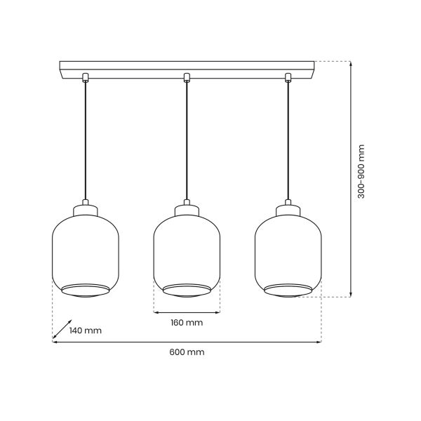 Pendelleuchte Hängeleuchte Arvada Mix 3 x E27 Metall + Glas 60 cm 11166