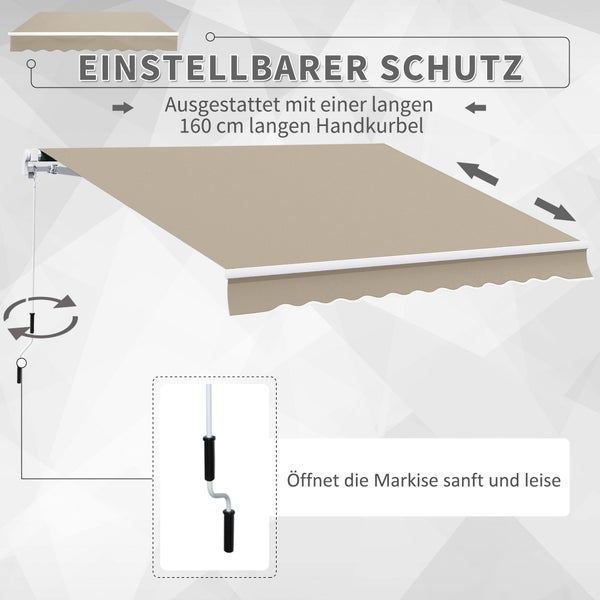 Outsunny Gelenkarmmarkise, Verstellbare Klemmmarkise, 3,95 x 3m, 100% Polyester (280g/m²), Aluminium , Beige