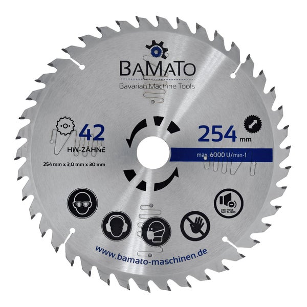 BAMATO Kreissägeblatt mit 42 Zähnen, Durchmesser 254 Millimeter