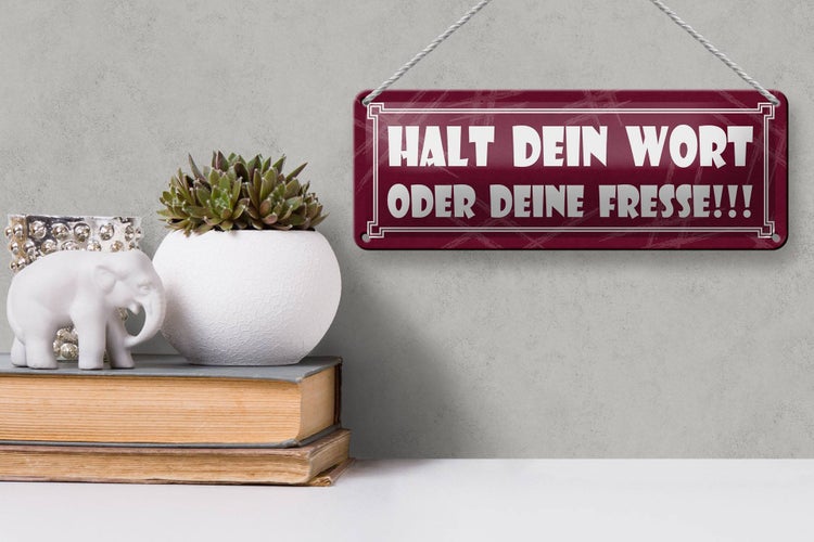 Blechschild Spruch 27x10cm Halt dein Wort oder deine Fresse Dekoration