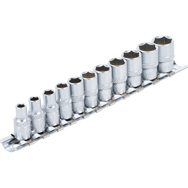 BGS Steckschlüssel-Einsatz-Satz Sechskant Antrieb Innenvierkant 6,3 mm (1/4) Zollgrößen 11tlg. - 2433