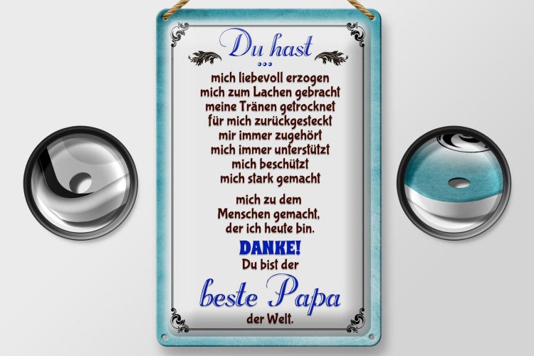 Blechschild Spruch 20x30cm Danke du bist der Beste Papa