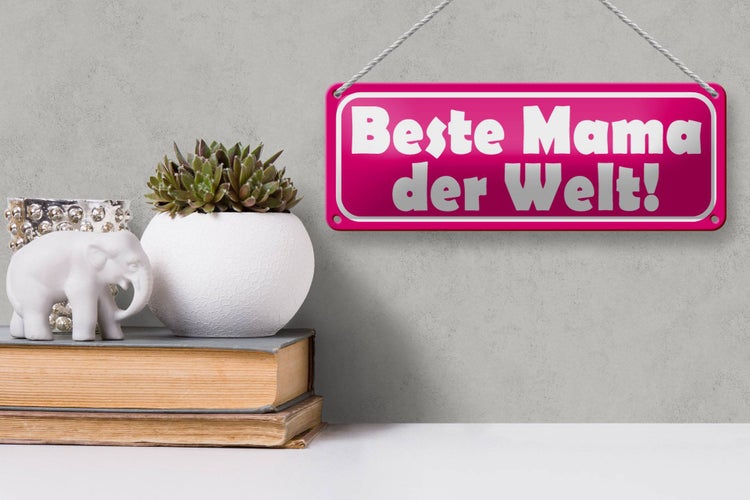 Blechschild Spruch 27x10cm Beste Mama der Welt Dekoration