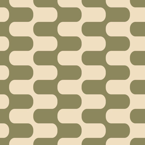 Abstraktes geometrisches Tapetenmuster mit ineinandergreifenden abgerundeten Formen im Retro Stil.