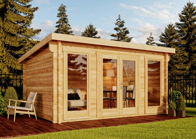 Alpholz Gartenhaus Atrium-F aus Holz Holzhaus Wandstärke: 70 mm Blockbohlenhaus