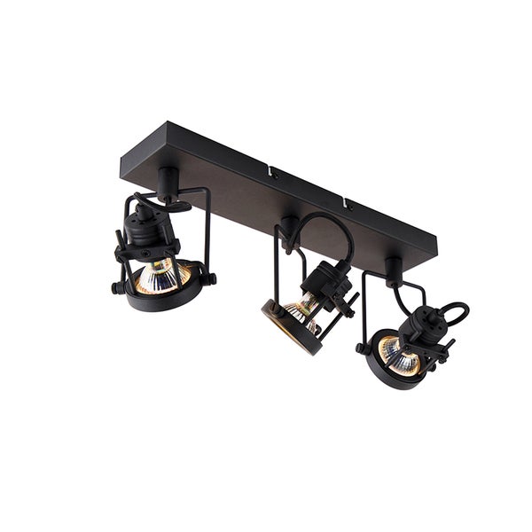 Schwarze Deckenleuchte mit drei Strahlern zur individuellen Ausrichtung