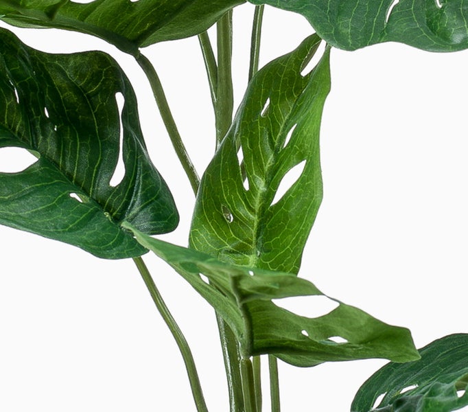 Grüne künstliche Hängepflanze mit mehreren Ranken und kleinen runden Blättern aus Kunststoff.