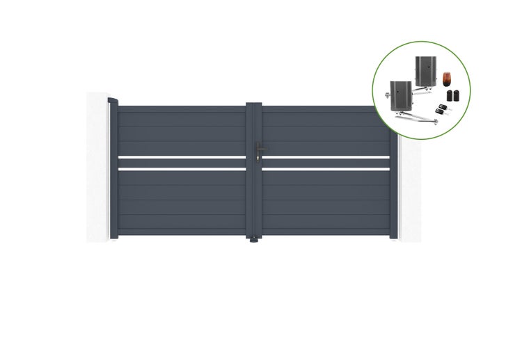 Flügeltor 3m CIMONE H.140cm Aluminium + BUNKER B500 Motorisierung