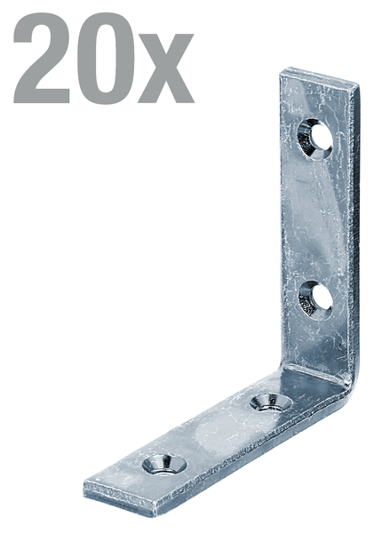 Set aus 20 verzinkten Stahl Eckverbindern für rechtwinklige Holzverbindungen