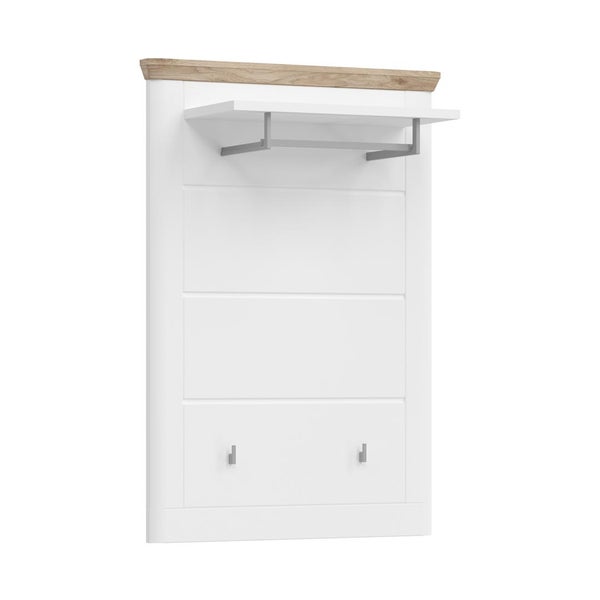 Michigan Wandgarderobe 1 Ablage, 1 Kleiderstange, 2 Kleiderhaken matt weiß,Eiche dekor,weiß. 79 X 32 X 114 cm