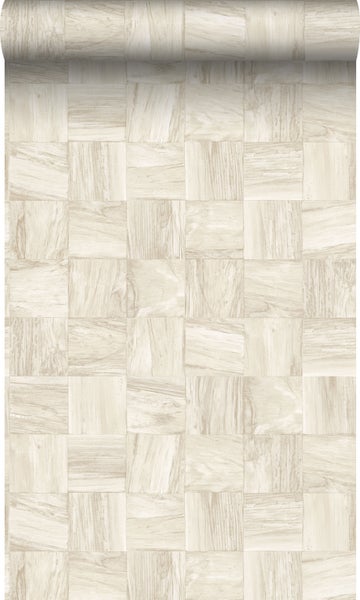 Origin Wallcoverings Öko-Strukturtapete quadratische Holzstücke Beige - 53 cm x 10,05 m - 347517