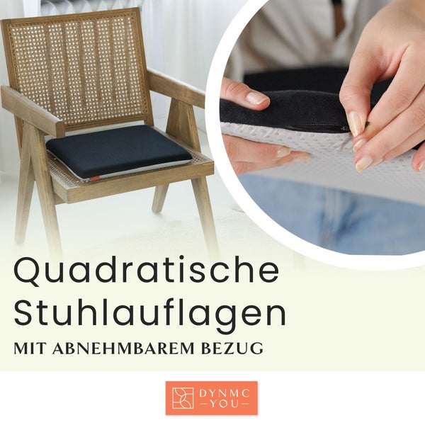 DYNMC you Sitzkissen Stuhl - Stuhlkissen 40x40 cm 2er Set - Modernes Design, Oeko-TEX - Memory Schaumstoff Sitzkissen Schwarz Outdoor, Indoor - Ideale Polsterung - Stuhlauflage, Sitzpolster