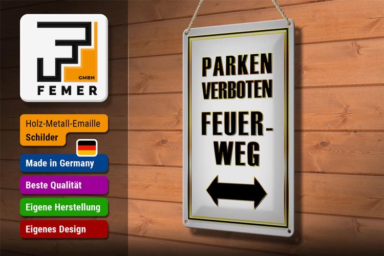 Blechschild Hinweis 20x30cm Parken verboten Feuerweg