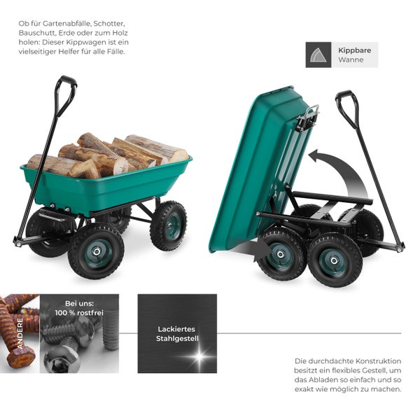Gartenwagen tectake Cubbi Belastbarkeit 120 kg mit Kippfunktion grün