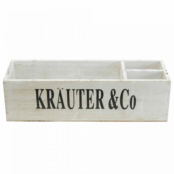 Kräuterkiste aus Holz mit Aufschrift Kräuter & Co