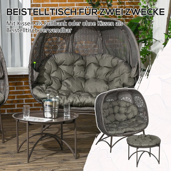 Outsunny 3tlg. Gartenstuhl-Set, Korbstuhl mit Faltbarem Sitzkorb, 126cm x 75cm x 142cm, Stahl, Sand