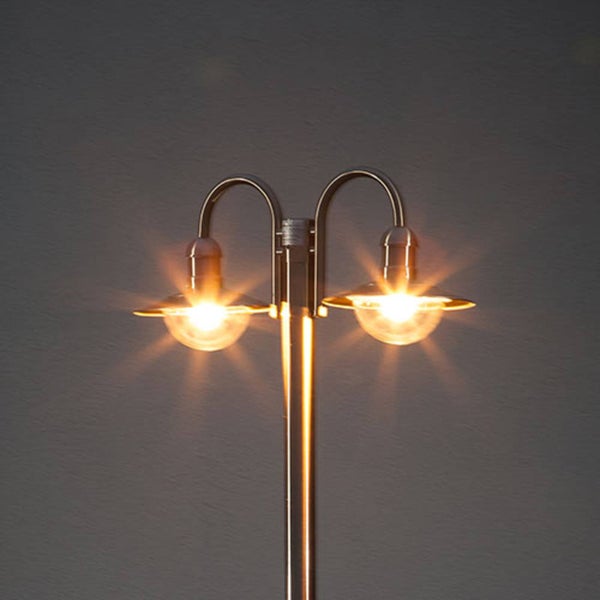 Lindby Mastleuchte außen Damion (spritzwassergeschützt (Modern) in Alu aus Edelstahl (2 flammig, E27) - Kandelaber Außenleuchte
